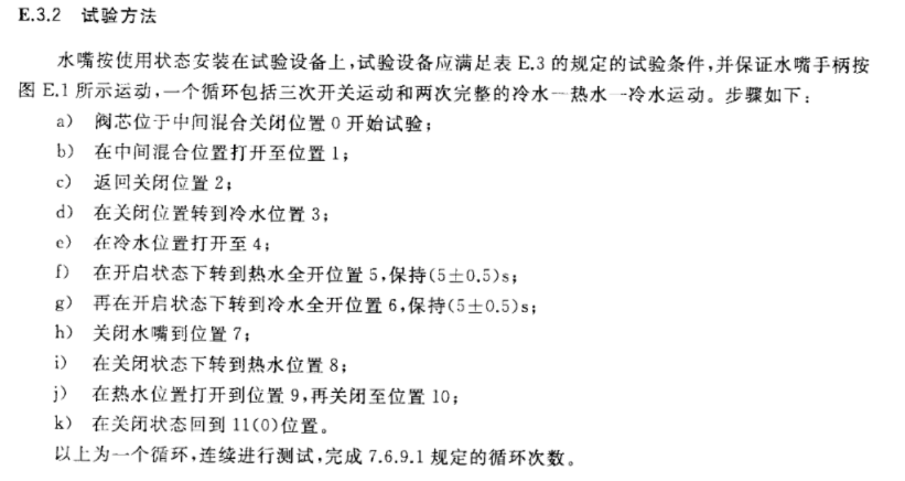 几个标准关于水龙头阀芯寿命测试定义